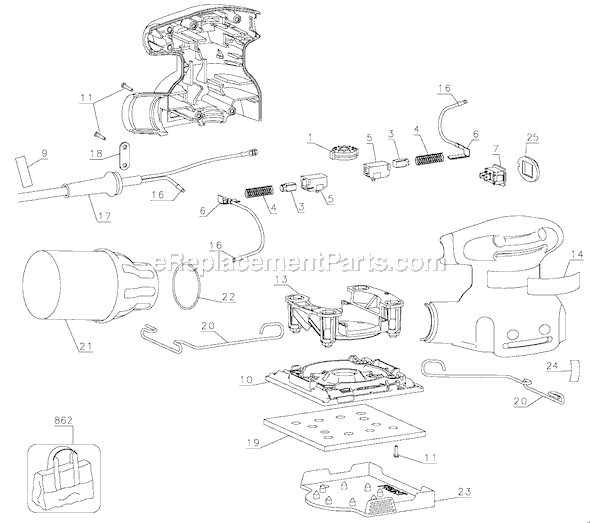 Page A Diagram and Parts List for QS540B Type 1 Black and Decker Sander Polisher